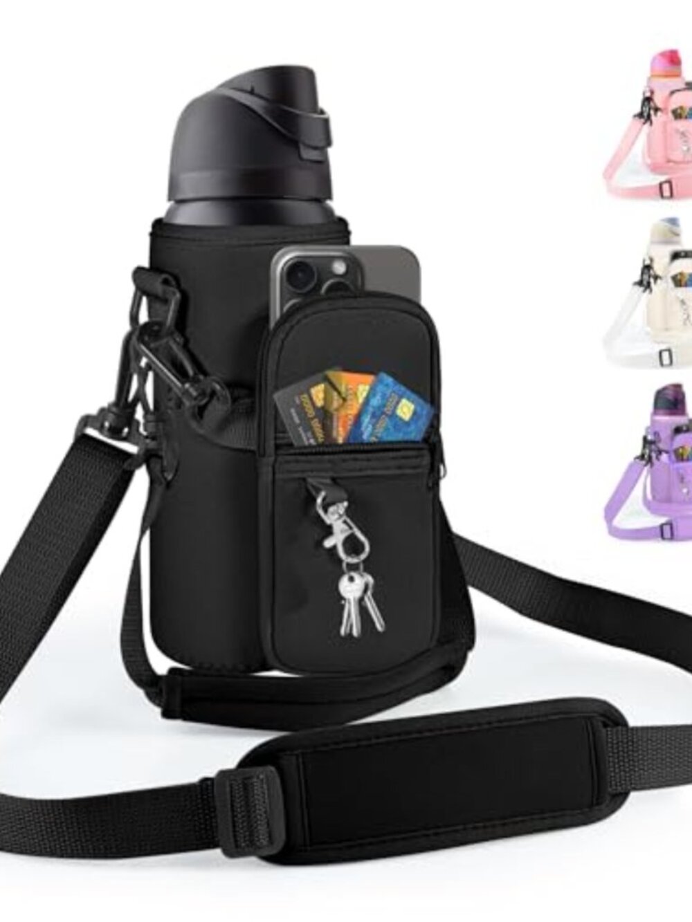 Water Bottle Carrier Bag Strap Owala FreeSip 24oz Detachable Phone Pocket